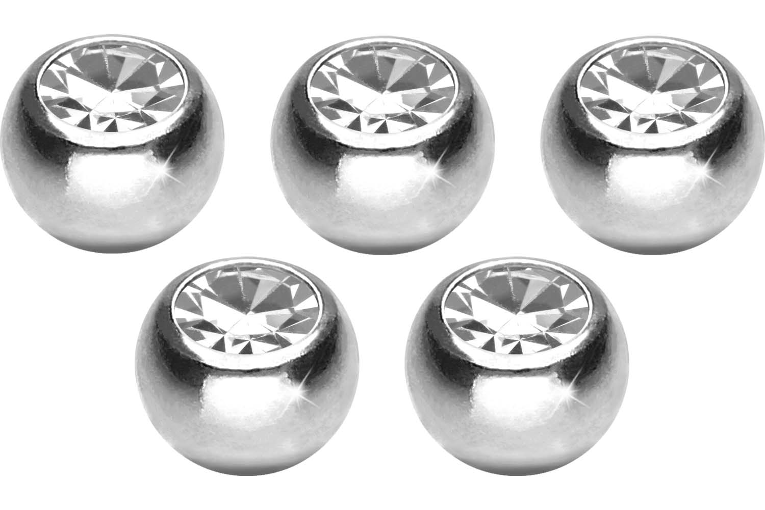 SET Titan Schraubkugel KRISTALL von Piercingline